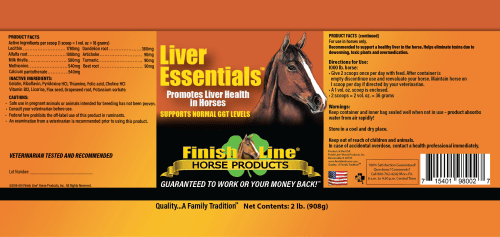 Liver essentials label liver health for horses